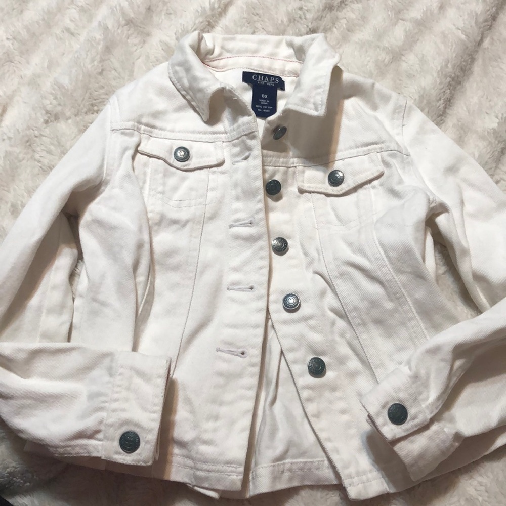 CHAPS white jean jacket.